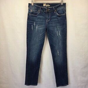 Kut From The Kloth Lightly Distressed Straight-Leg Denim Jeans Size 8